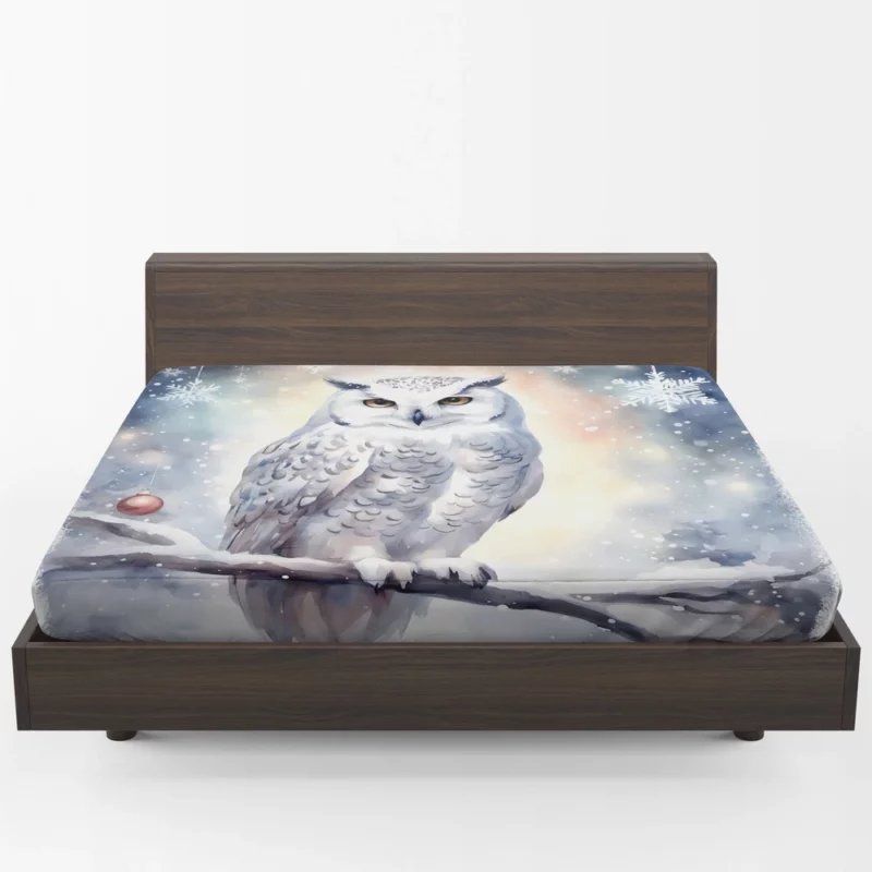 Christmas Snowy Owl Fitted Sheet 1