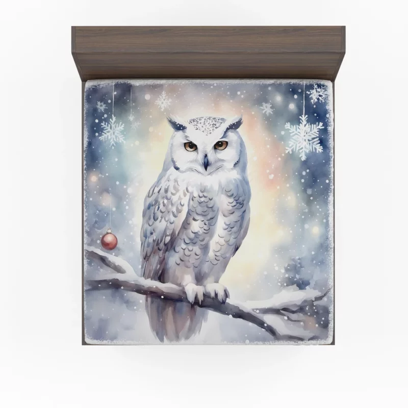 Christmas Snowy Owl Fitted Sheet