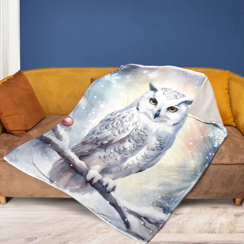 Christmas Snowy Owl Fleece Blanket 1