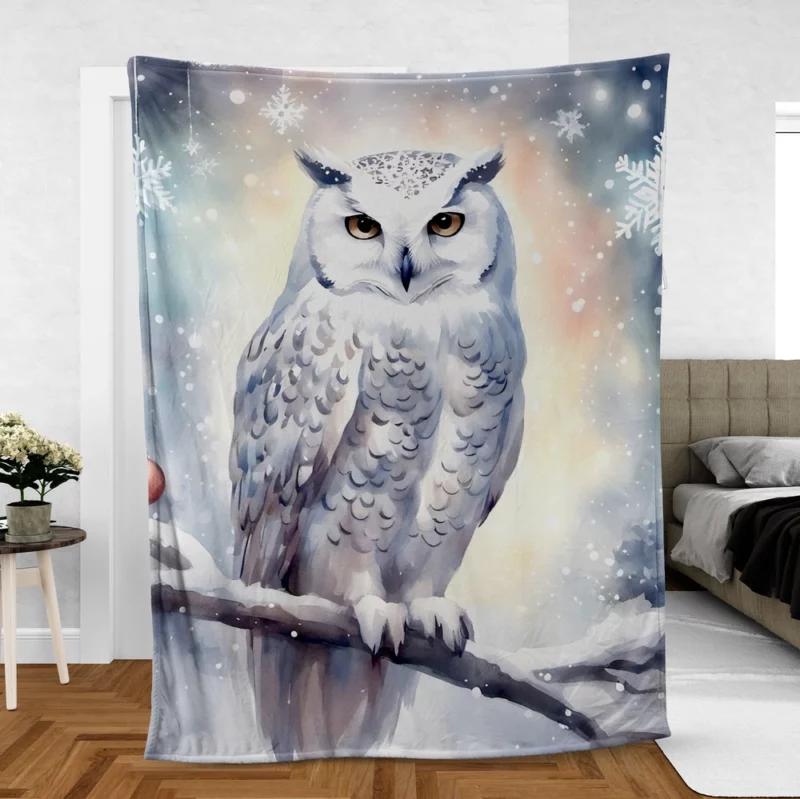 Christmas Snowy Owl Fleece Blanket