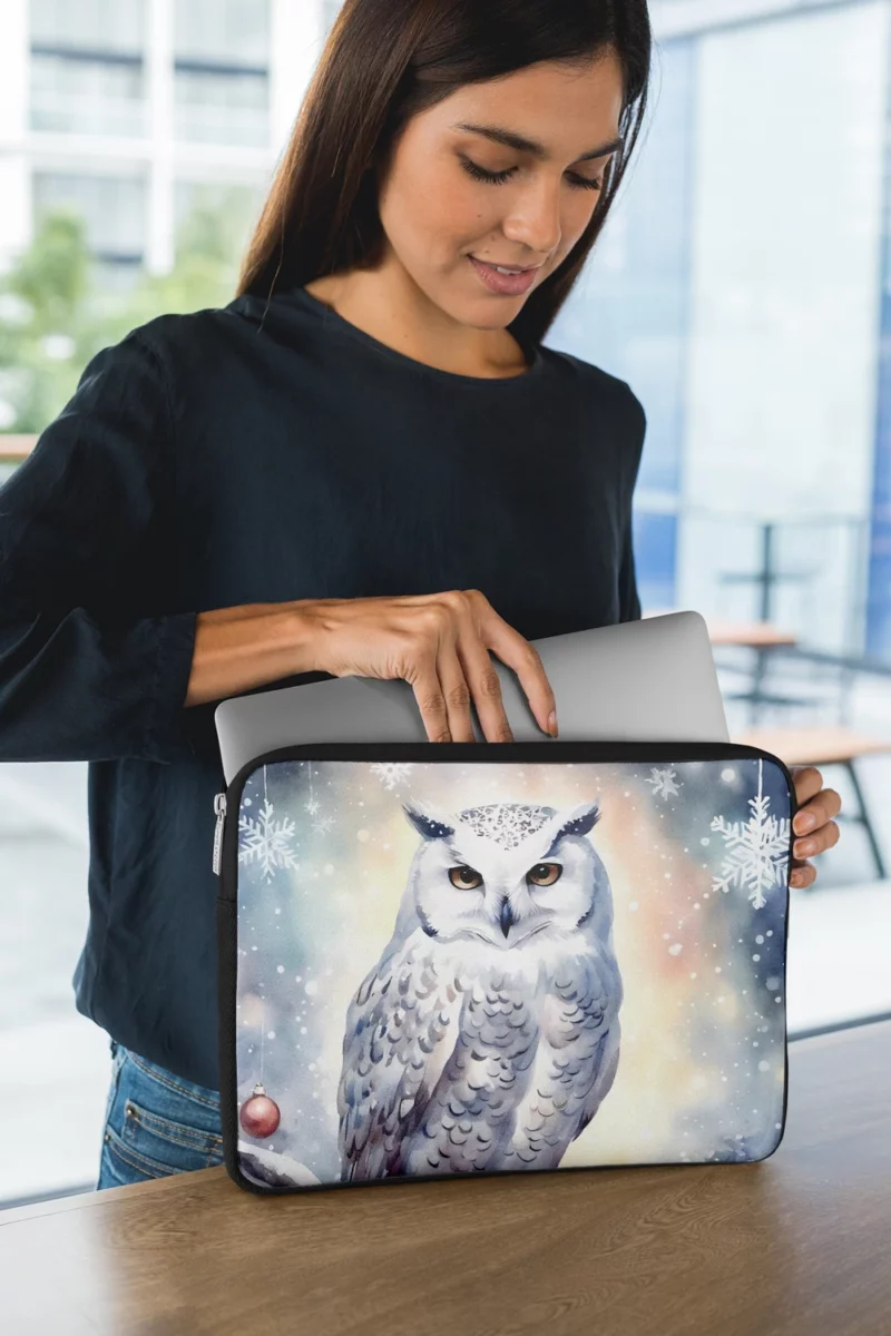 Christmas Snowy Owl Laptop Sleeve 1