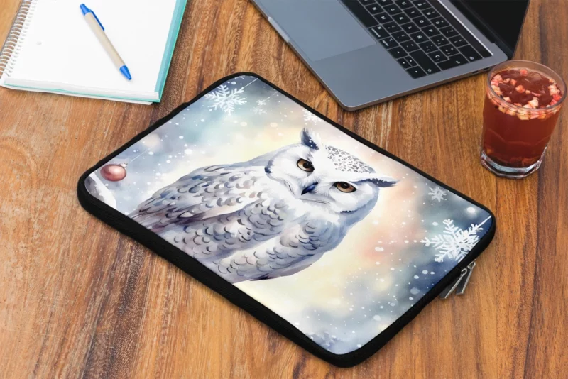 Christmas Snowy Owl Laptop Sleeve 2