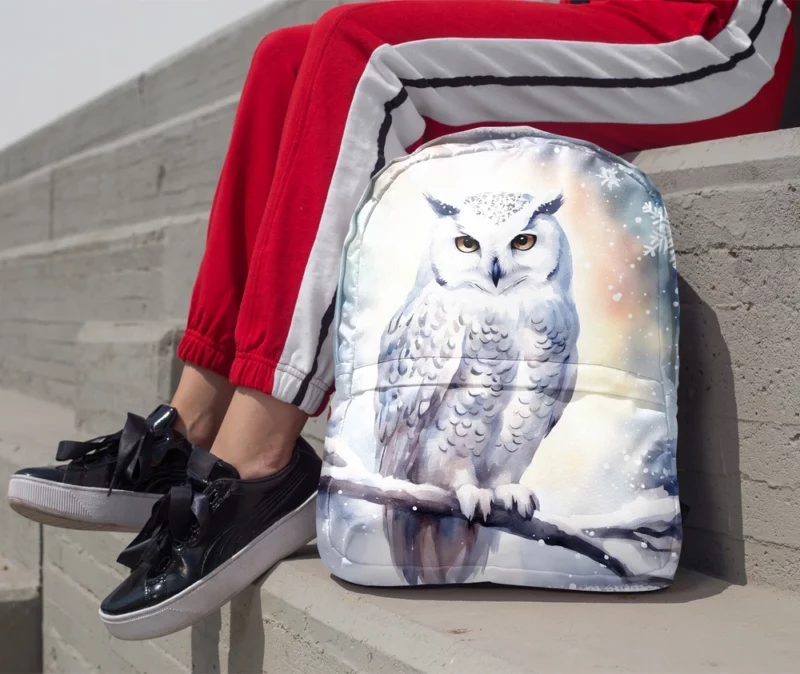 Christmas Snowy Owl Minimalist Backpack 1