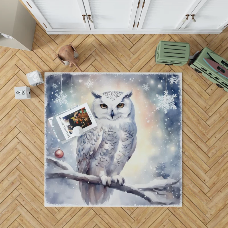 Christmas Snowy Owl Rug