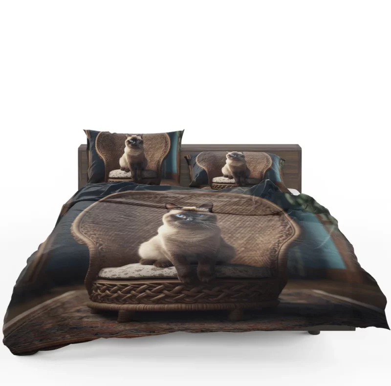 Chubby Siamese Cat Lounging Bedding Set 1