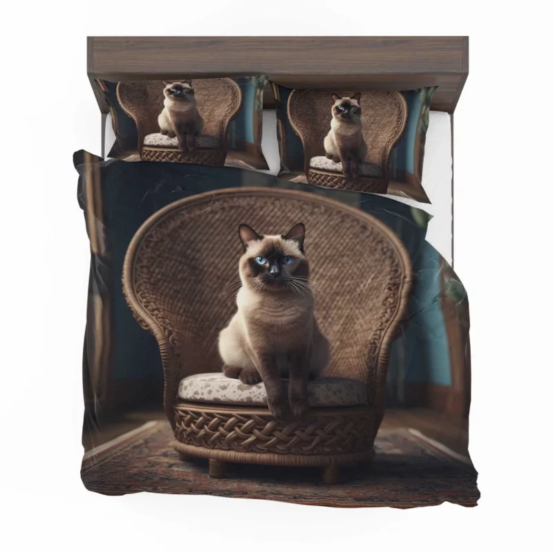 Chubby Siamese Cat Lounging Bedding Set 2