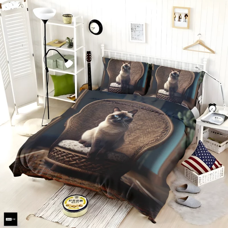 Chubby Siamese Cat Lounging Bedding Set