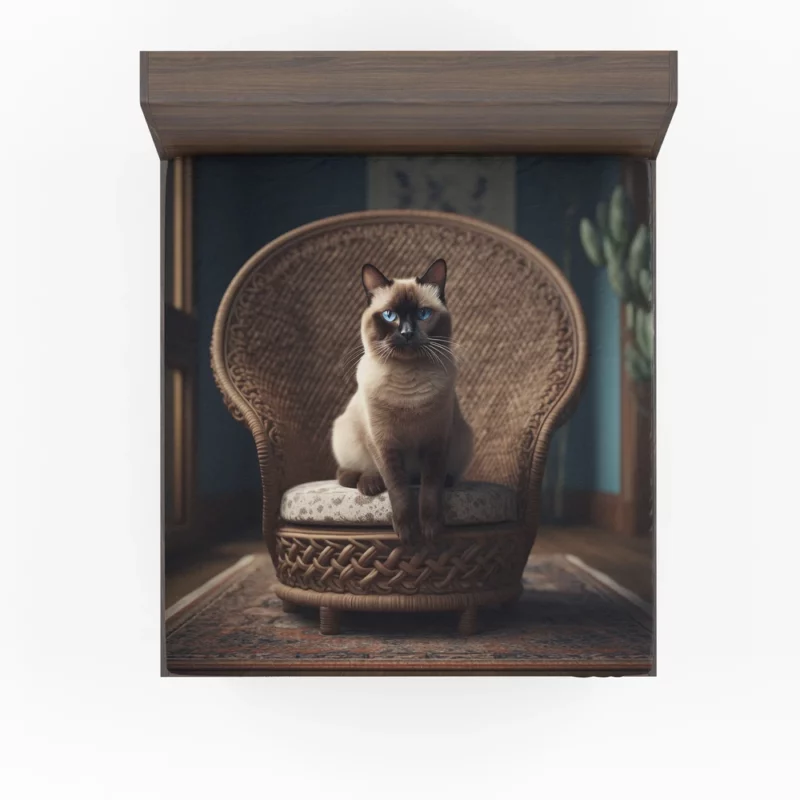 Chubby Siamese Cat Lounging Fitted Sheet