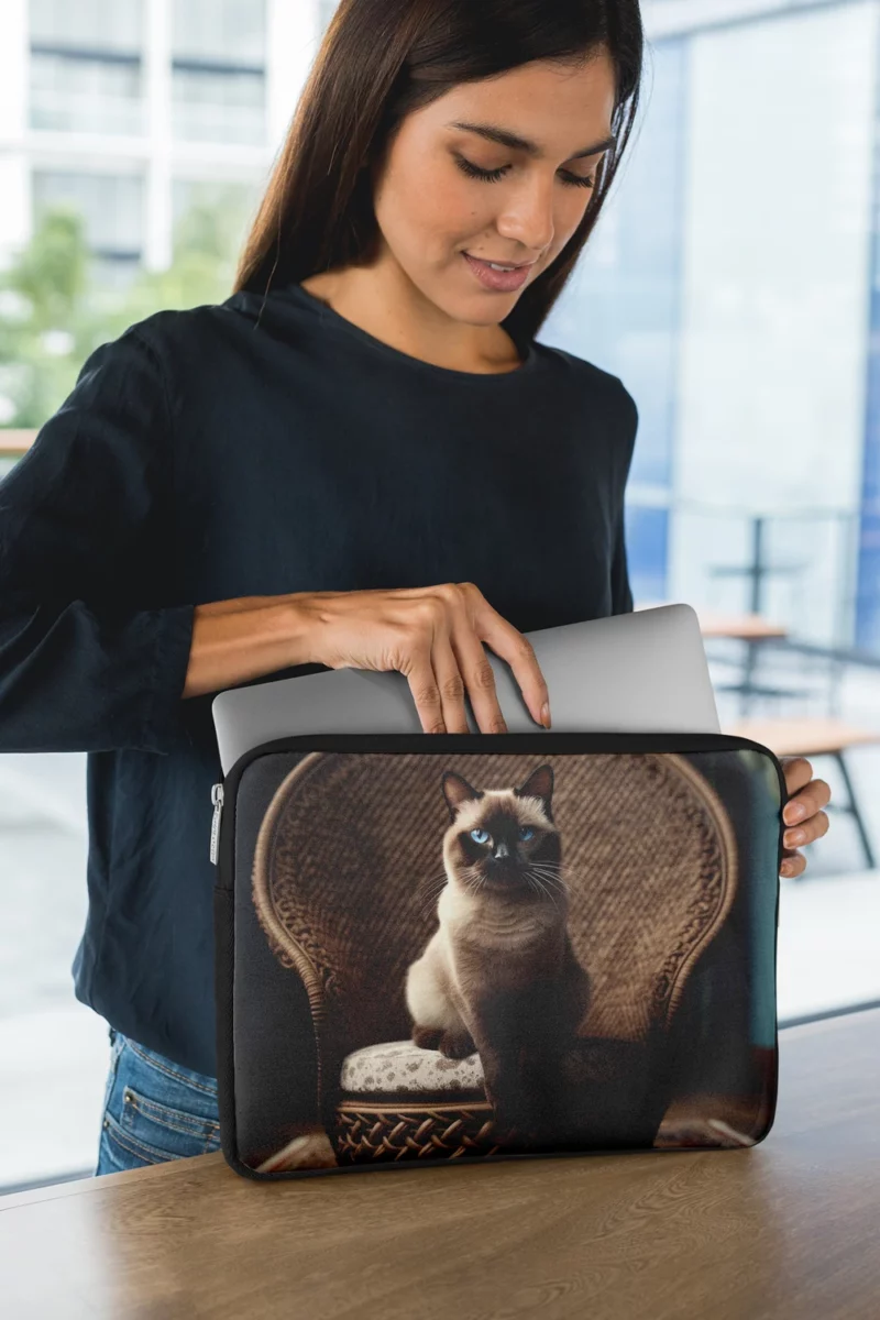 Chubby Siamese Cat Lounging Laptop Sleeve 1