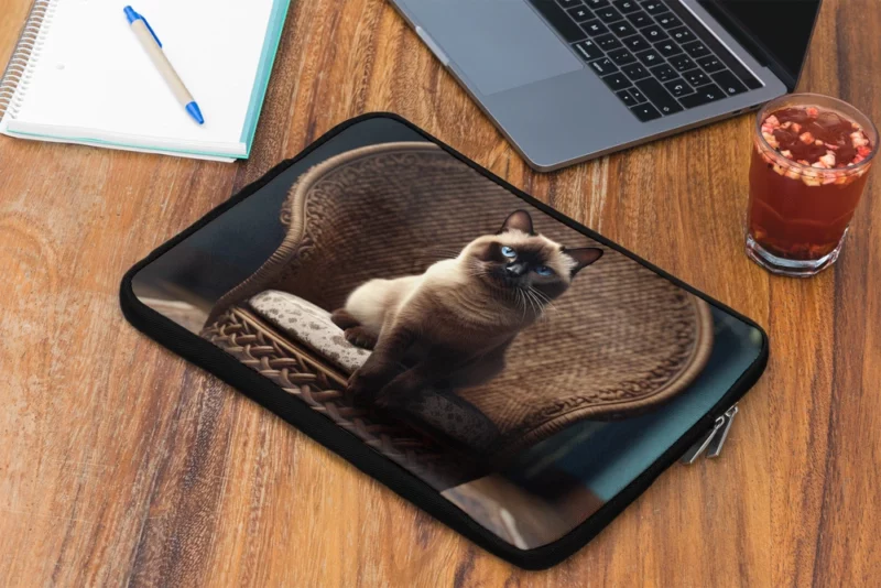 Chubby Siamese Cat Lounging Laptop Sleeve 2