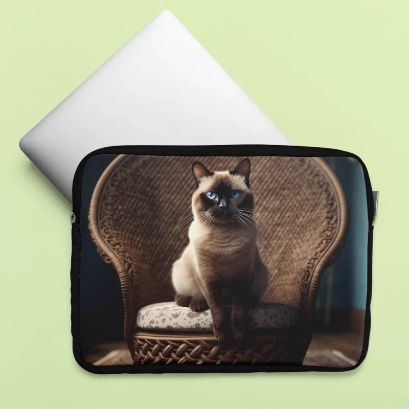 Chubby Siamese Cat Lounging Laptop Sleeve