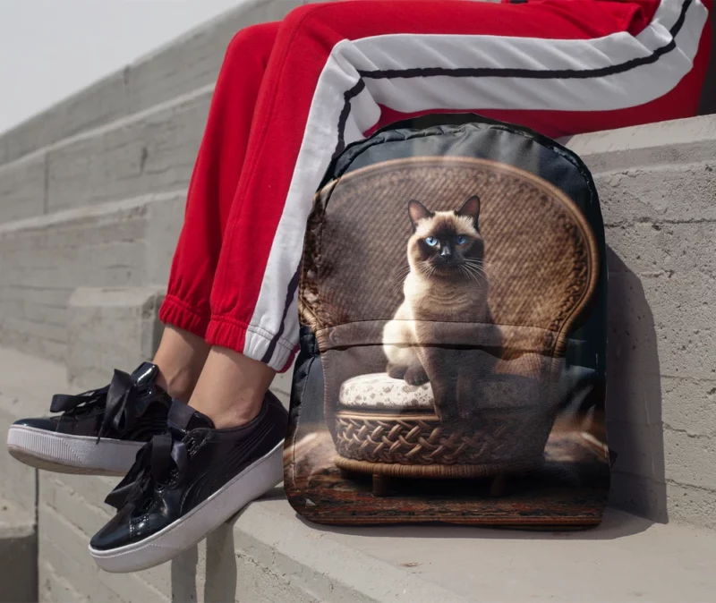 Chubby Siamese Cat Lounging Minimalist Backpack 1