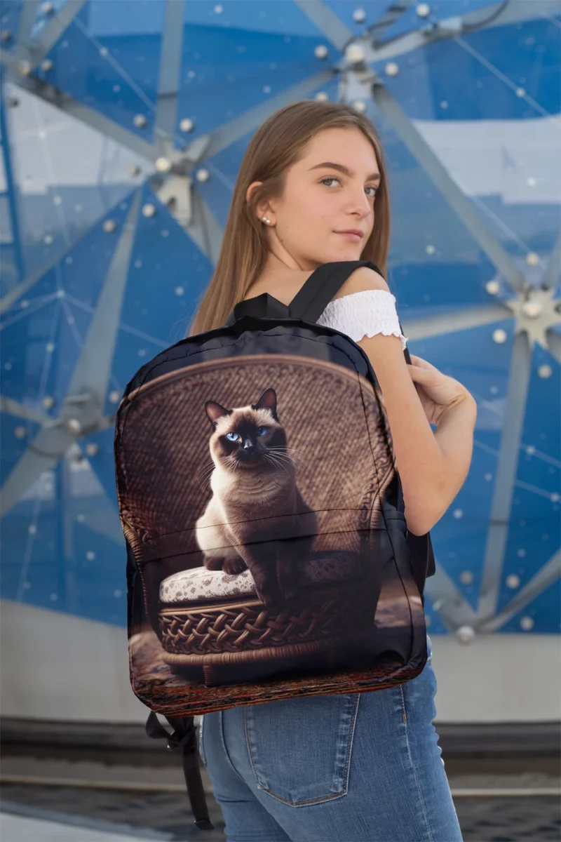 Chubby Siamese Cat Lounging Minimalist Backpack 2