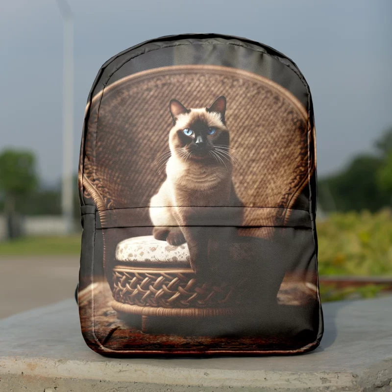 Chubby Siamese Cat Lounging Minimalist Backpack