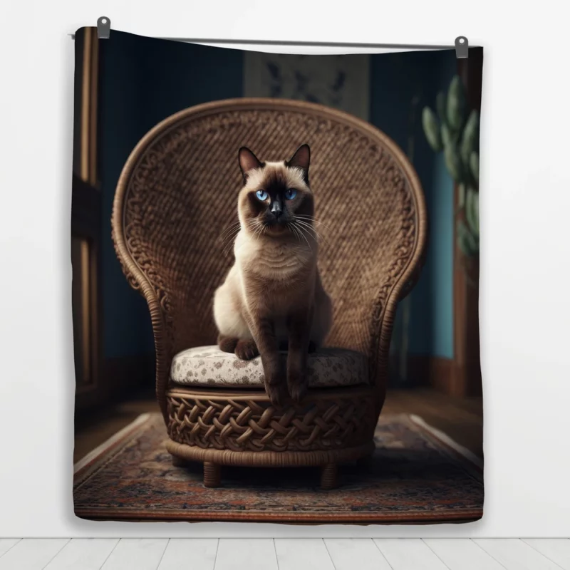 Chubby Siamese Cat Lounging Quilt Blanket 1