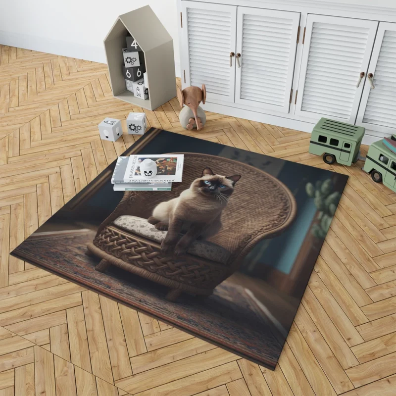 Chubby Siamese Cat Lounging Rug 1