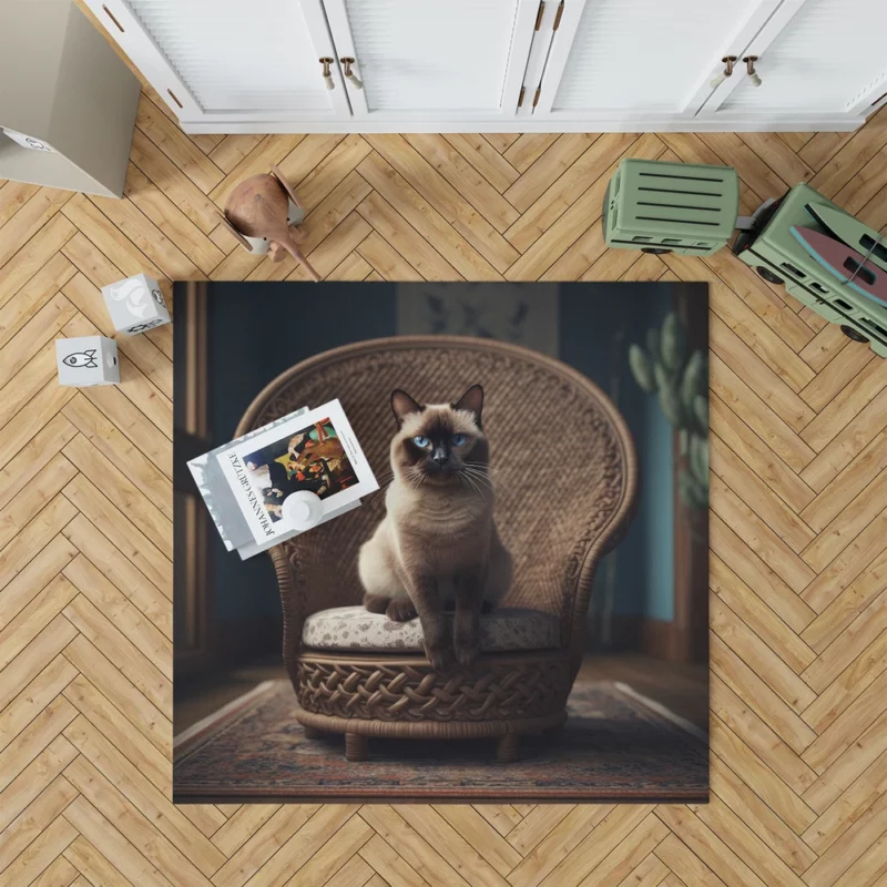 Chubby Siamese Cat Lounging Rug