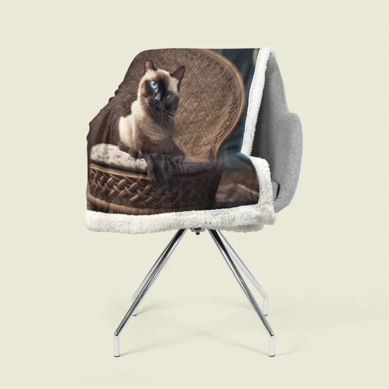 Chubby Siamese Cat Lounging Sherpa Fleece Blanket 1