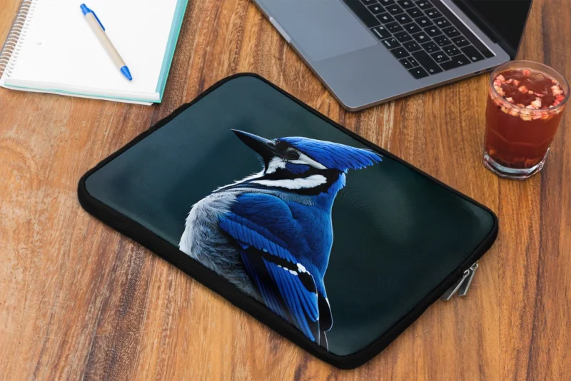 Close Up Blue Jay on Branch Laptop Sleeve 2