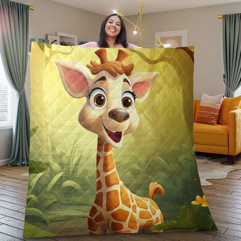 Close-Up Giraffe Portrait Quilt Blanket