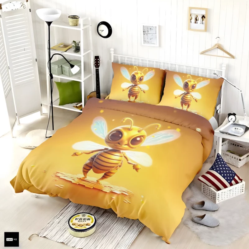 Close Up of Cartoon Bee Bedding Set