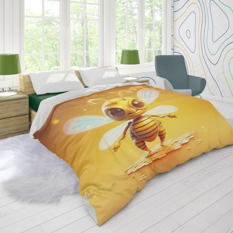 Close Up of Cartoon Bee Duvet Cover