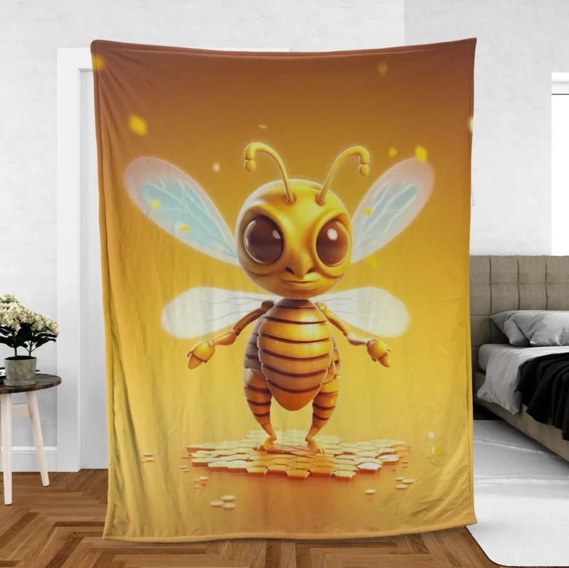 Close Up of Cartoon Bee Fleece Blanket