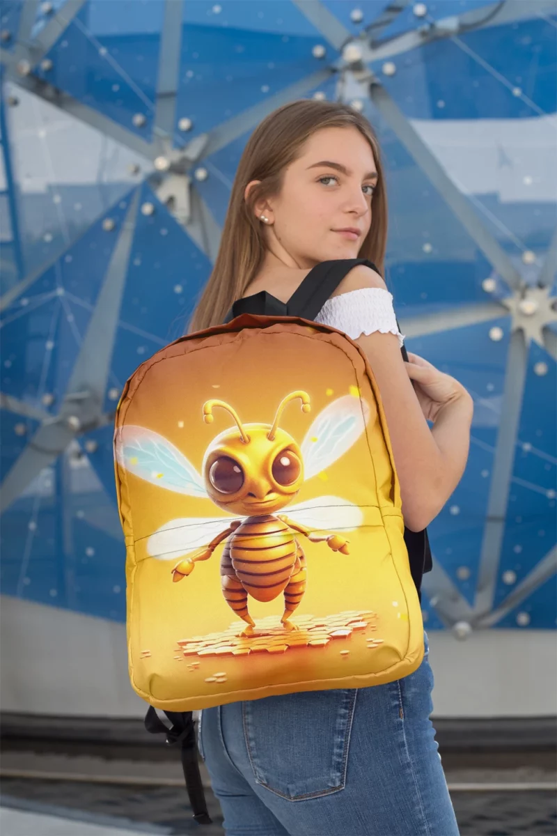 Close Up of Cartoon Bee Minimalist Backpack 2