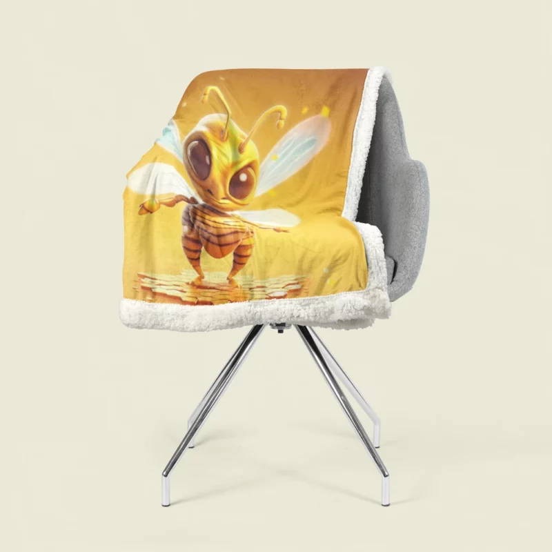 Close Up of Cartoon Bee Sherpa Fleece Blanket 1