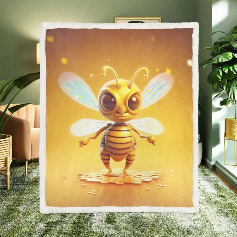 Close Up of Cartoon Bee Sherpa Fleece Blanket