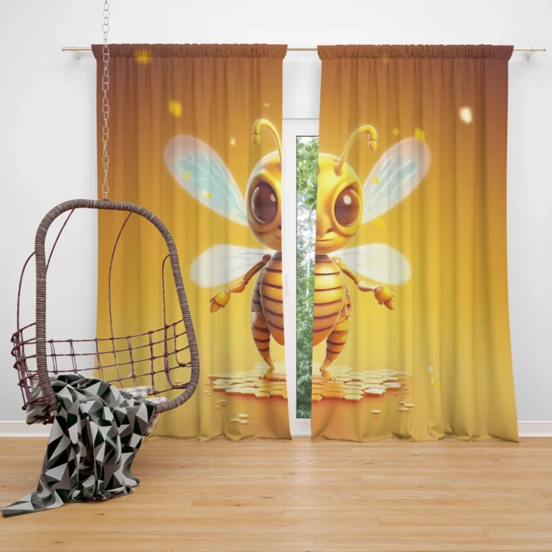 Close Up of Cartoon Bee Window Curtain