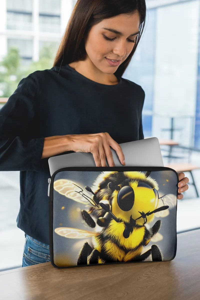 Close Up of Fuzzy Honey Bee Laptop Sleeve 1