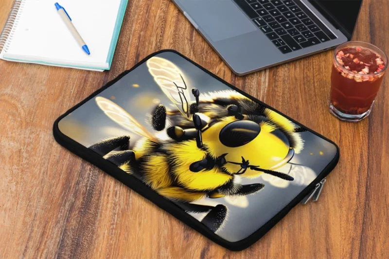 Close Up of Fuzzy Honey Bee Laptop Sleeve 2