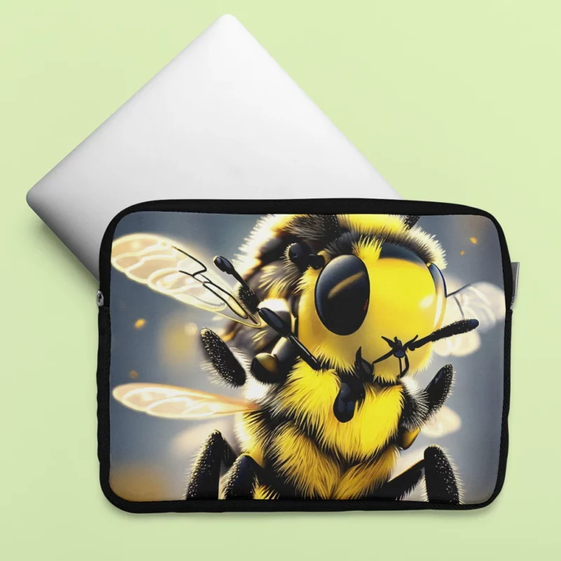 Close Up of Fuzzy Honey Bee Laptop Sleeve