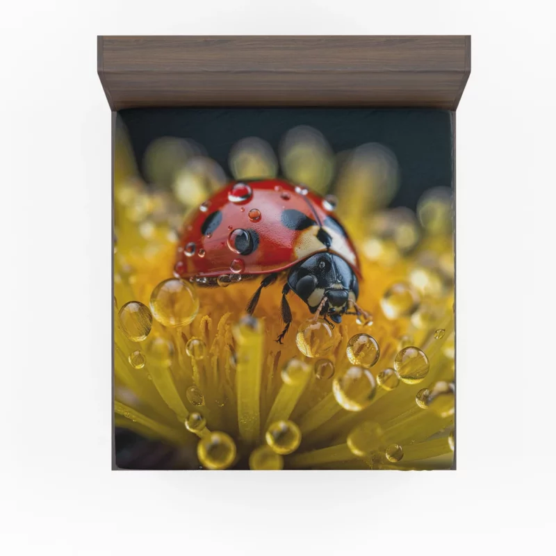 Close Up of Ladybug on Flower Fitted Sheet