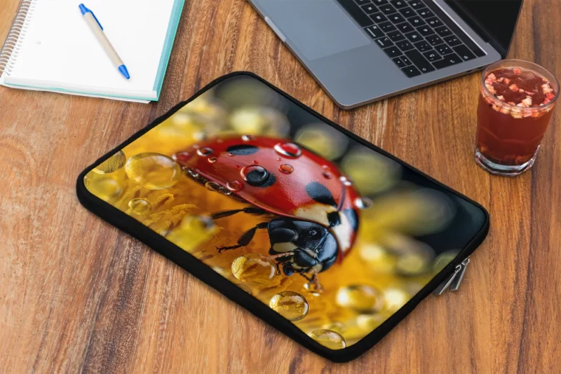 Close Up of Ladybug on Flower Laptop Sleeve 2