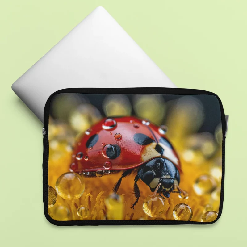 Close Up of Ladybug on Flower Laptop Sleeve