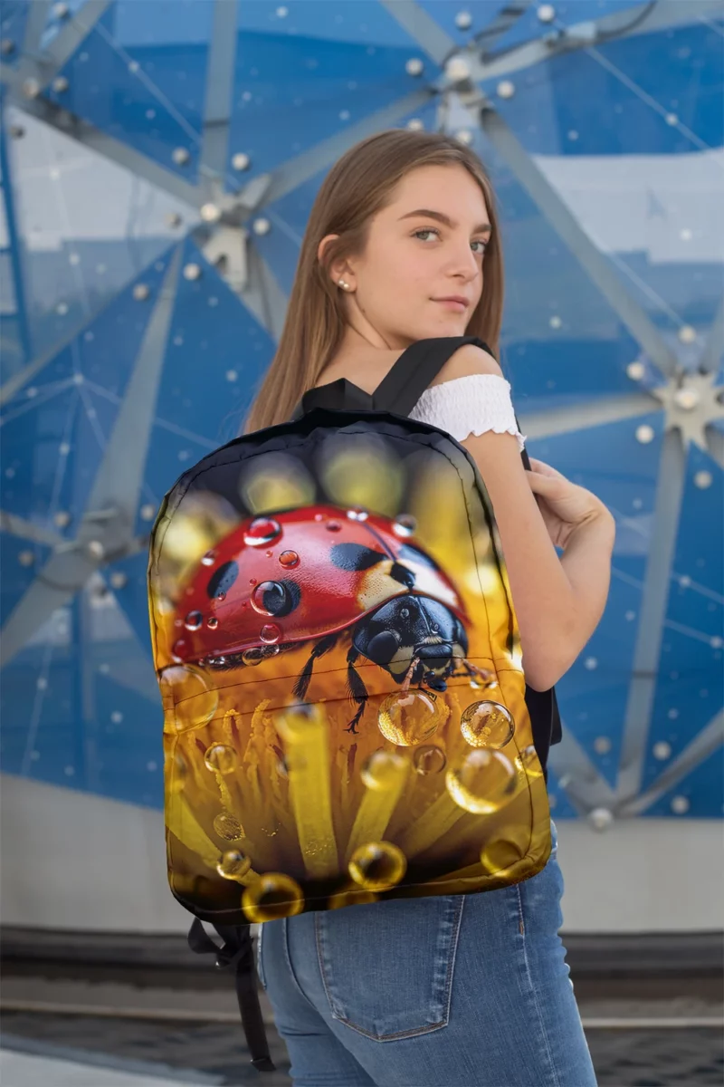 Close Up of Ladybug on Flower Minimalist Backpack 2