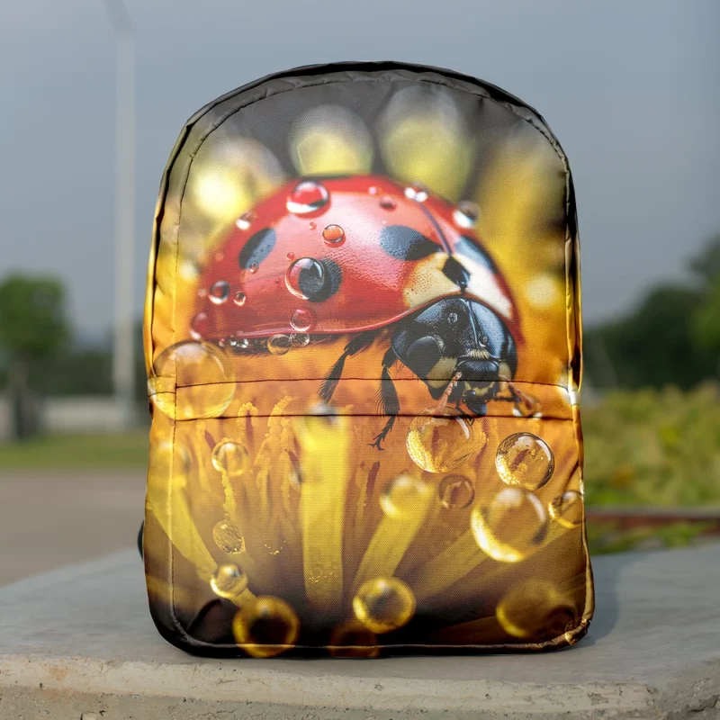 Close Up of Ladybug on Flower Minimalist Backpack