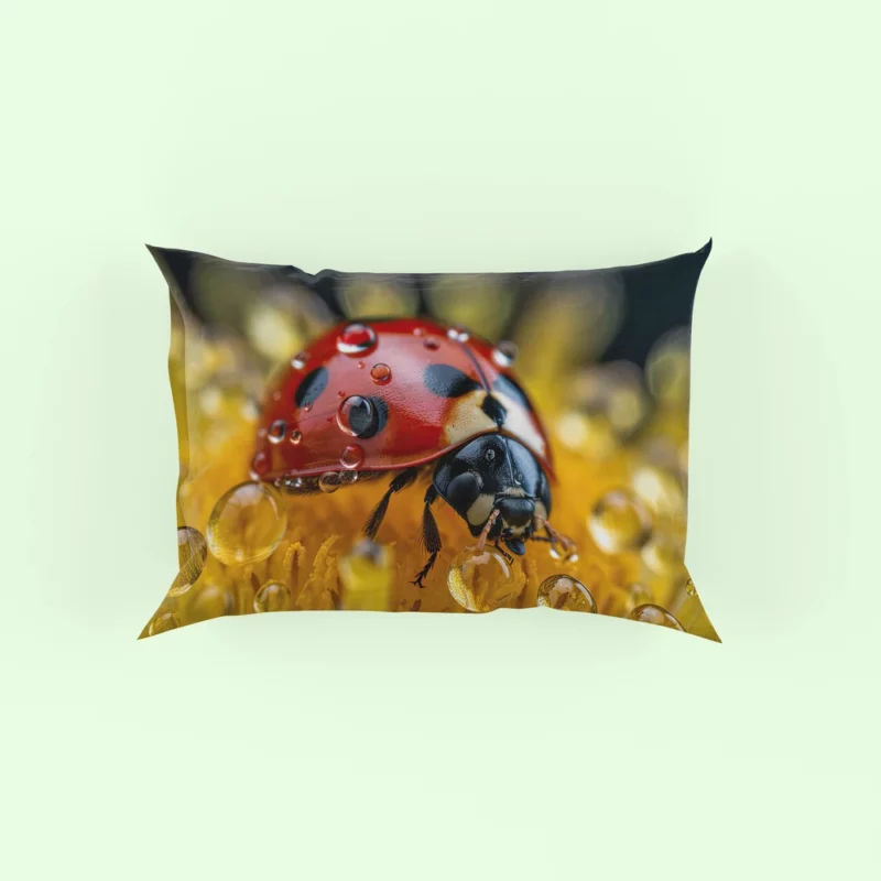 Close Up of Ladybug on Flower Pillow Case