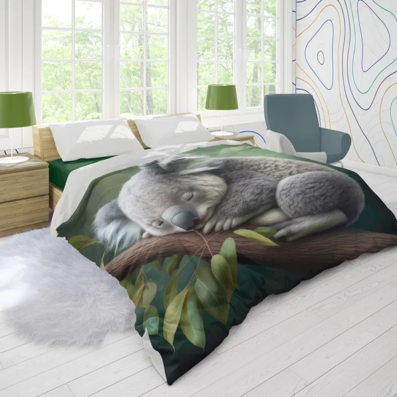 Close-Up of Sleeping Koala Duvet Cover