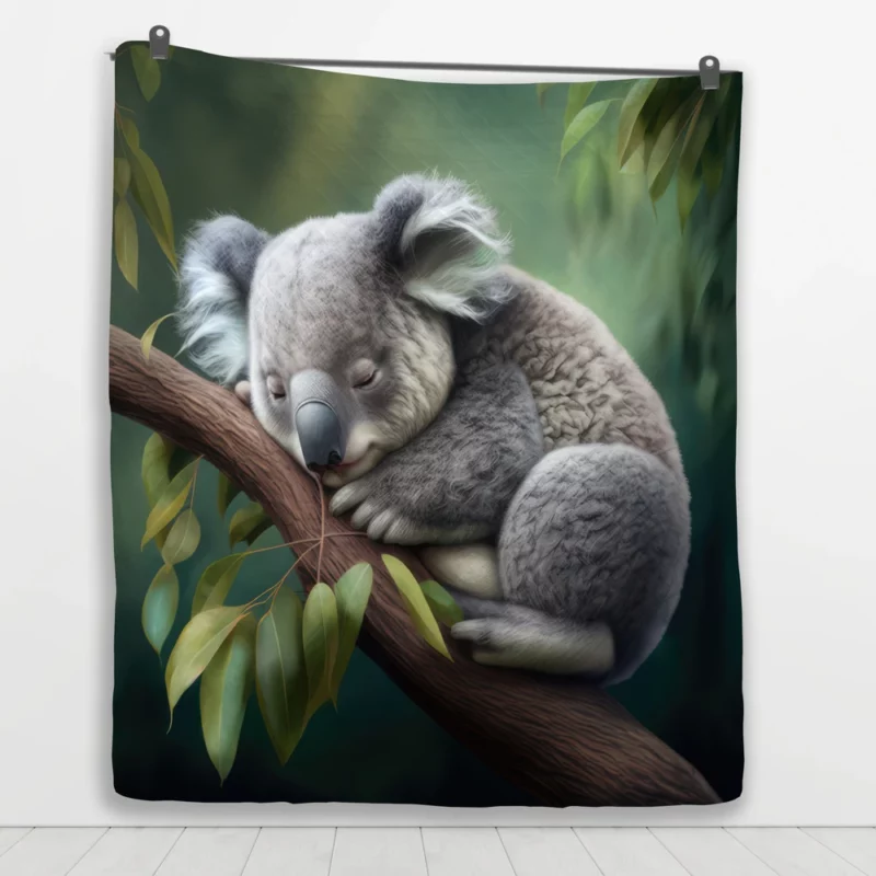 Close-Up of Sleeping Koala Quilt Blanket 1
