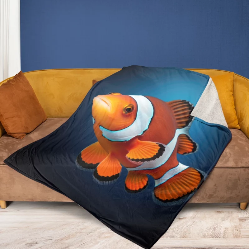 Clownfish AI Generated Fleece Blanket 1