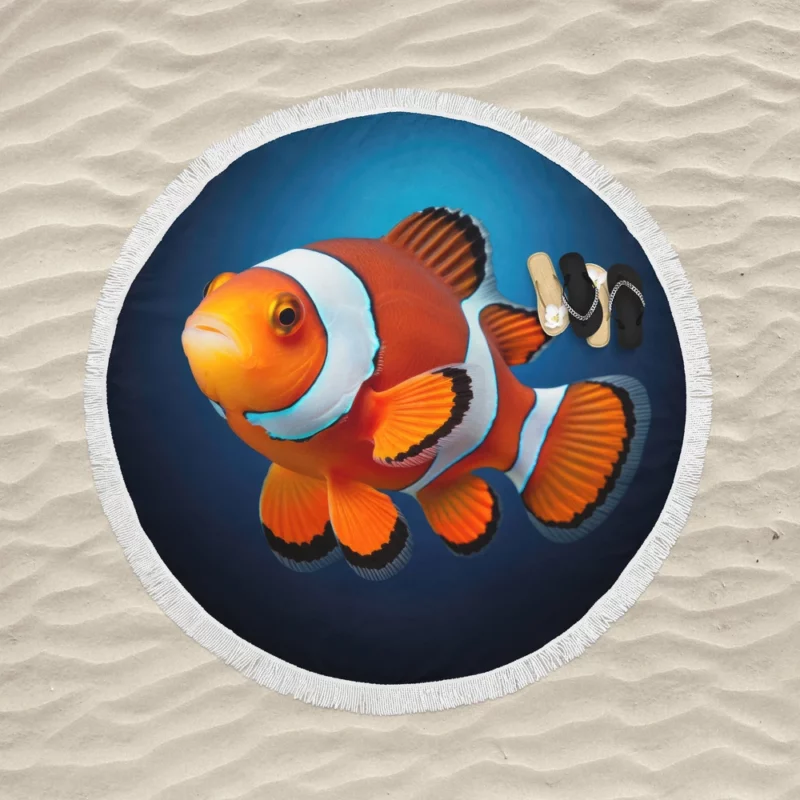 Clownfish AI Generated Round Beach Towel