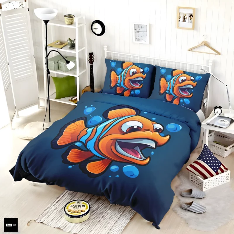 Clownfish Cartoon Logo Bedding Set