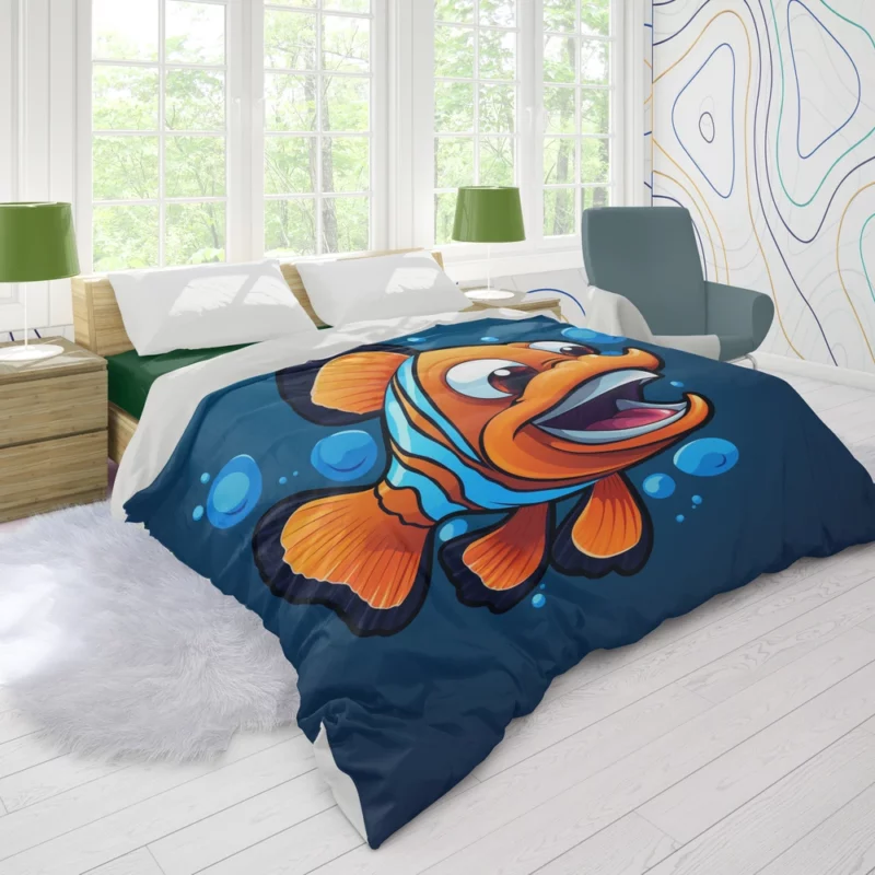 Clownfish Cartoon Logo Duvet Cover