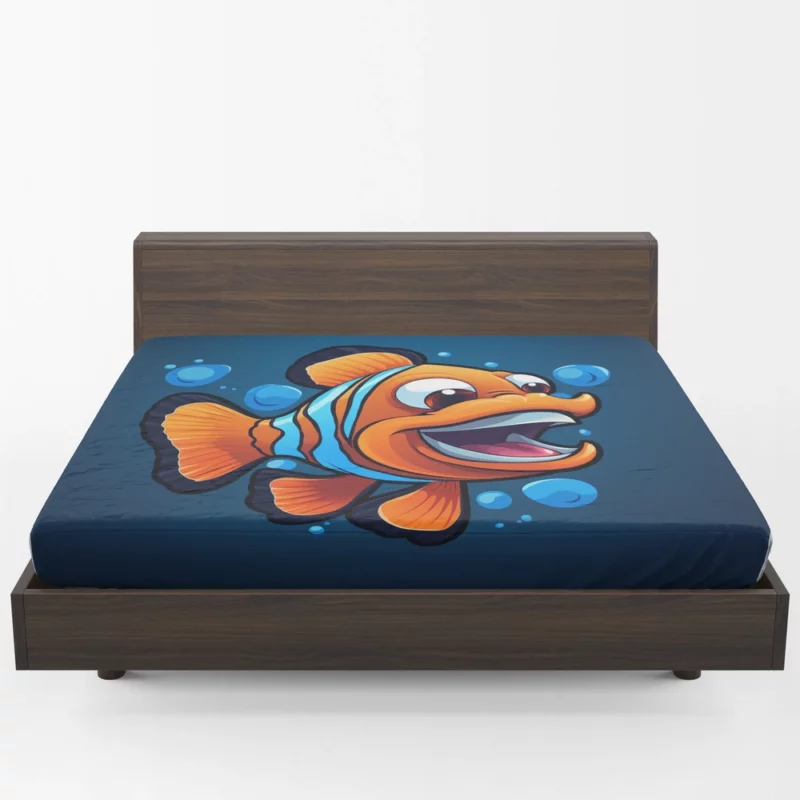 Clownfish Cartoon Logo Fitted Sheet 1