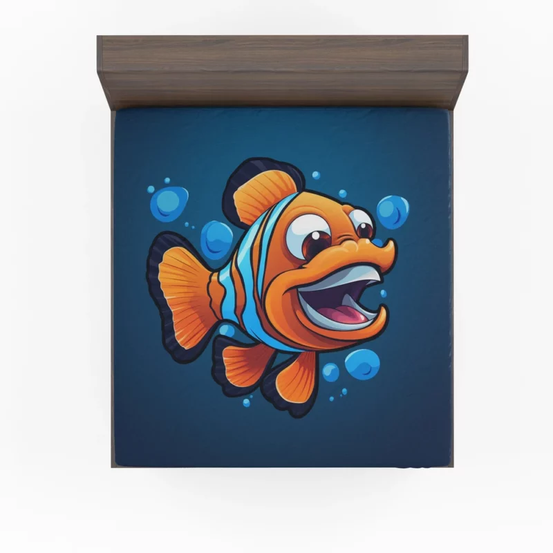 Clownfish Cartoon Logo Fitted Sheet