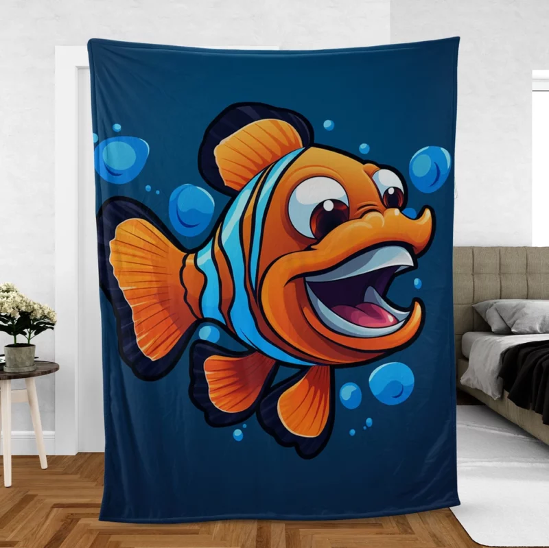 Clownfish Cartoon Logo Fleece Blanket