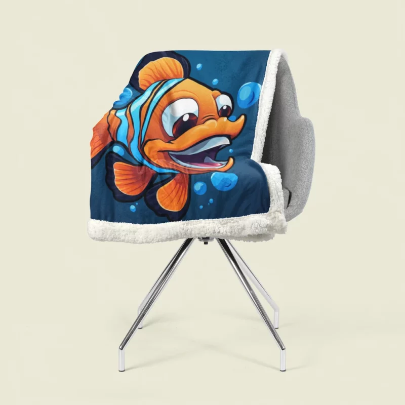 Clownfish Cartoon Logo Sherpa Fleece Blanket 1